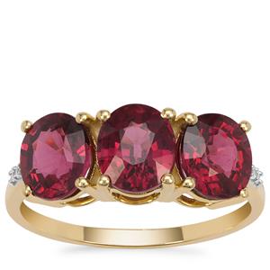 Malawi Garnet Ring with White Zircon in 9K Gold 3.95cts
