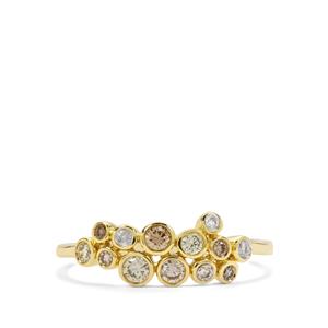  1/3cts Golden Ivory & Multi Diamonds 9K Gold Ring