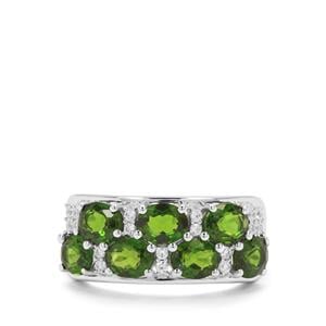 Chrome Diopside & White Zircon Sterling Silver Ring ATGW 3cts