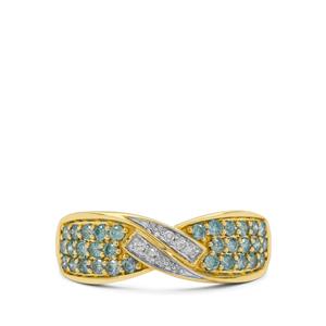 1/2ct Blue Lagoon & White Diamond 9K Gold Ring  