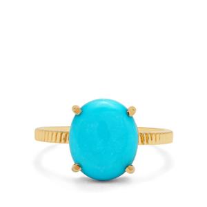 4.35cts Sleeping Beauty Turquoise 9K Gold Ring 