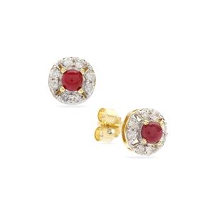 Greenland Ruby & Canadian Diamond 9K Gold Tomas Rae Earrings 1/2cts 