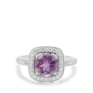 Moroccan Amethyst & White Zircon Sterling Silver Ring ATGW 2.37cts