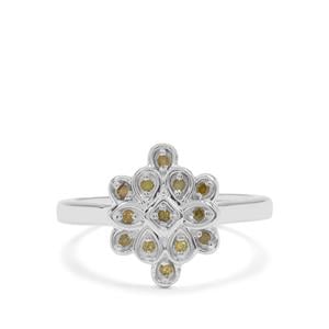 1/20ct Yellow Diamond Sterling Silver Ring 