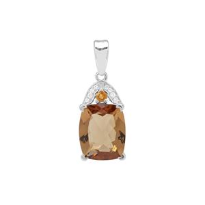 Umba River Scapolite, Diamantina Citrine Pendant with White Zircon in Sterling Silver 3.58cts