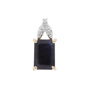 Ethiopian Blue Sapphire Pendant with Diamond in 9K Gold 1.27cts