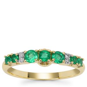 Panjshir Emerald Ring with Diamond in 9K Gold 0.50ct