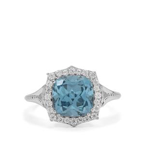 Versailles Topaz & White Zircon Sterling Silver Ring ATGW 4.05cts