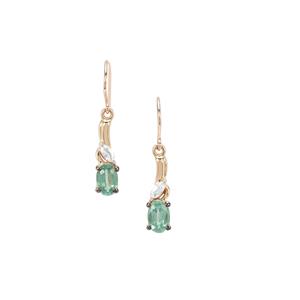 Odisha Kyanite Earrings with White Zircon in 9k Gold 1.43cts