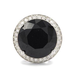 Black Sapphire & White Zircon Sterling Silver Ring ATGW 15cts