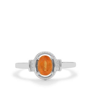 Mandarin Garnet & White Zircon Sterling Silver Ring ATGW 1.05cts