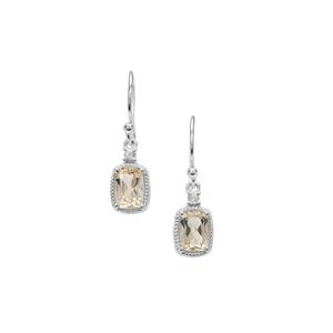 Champagne Serenite & White Zircon Sterling Silver Earrings ATGW 1.80cts