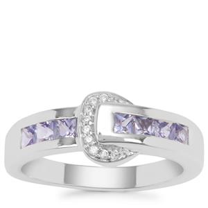 Tanzanite Ring with White Zircon in Sterling Silver 0.74ct