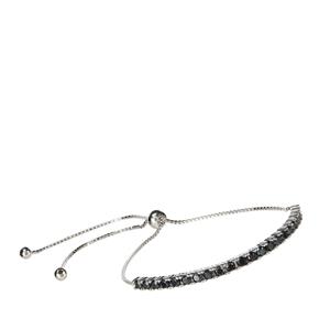 10cts Black Spinel Sterling Silver Slider Bracelet 