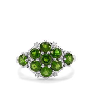 Chrome Diopside & Diamond Sterling Silver Ring ATGW 2.46cts