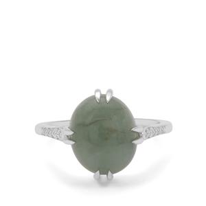 6.17ct Type A Burmese Jade Sterling Silver Ring
