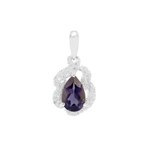 Bengal Iolite Pendant with White Zircon in Sterling Silver 1.03cts