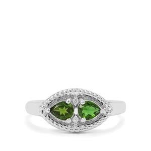 Chrome Diopside & White Zircon Sterling Silver Ring ATGW 0.65ct