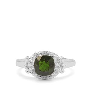 Chrome Diopside & White Zircon Sterling Silver Ring ATGW 1.81cts