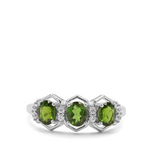 Chrome Diopside & White Zircon Sterling Silver Ring ATGW 1.39cts