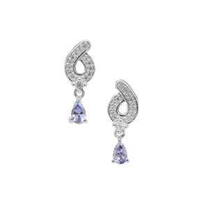 Tanzanite Earrings with White Zircon in Sterling Silver 0.75ct