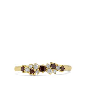 Violet and White Diamond 9K Gold Ring - 0.33ct