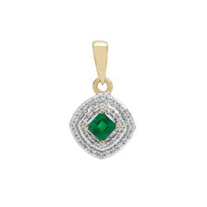 Panjshir Emerald & White Zircon 9K Gold Pendant ATGW 0.55ct