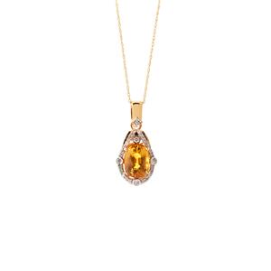 Canary Sapphire & Diamonds 18K Gold Necklace MTGW 4.50cts