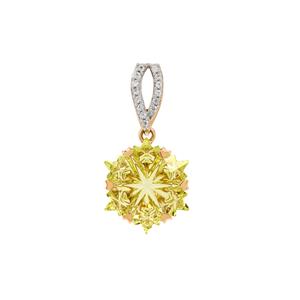 Wobito Snowflake - The Special Edition - Green Gold Quartz 9K Gold Pendant 4.35cts
