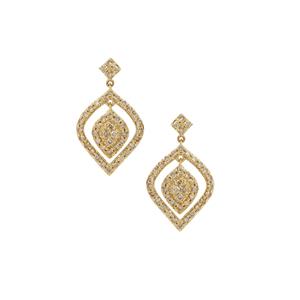 1ct Champagne Argyle Diamonds 9K Gold Earrings 