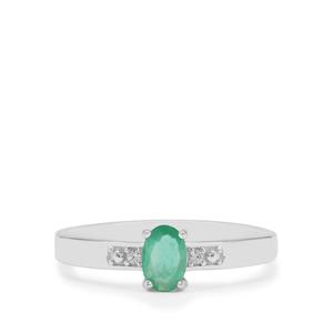 Zambian Emerald & White Zircon Sterling Silver Ring ATGW 0.45ct
