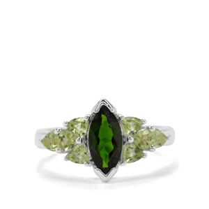 Chrome Diopside & Peridot Sterling Silver Ring ATGW 1.95cts