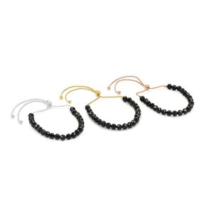 20ct Black Spinel Sterling Silver Slider Bracelet Choice of Three Metal Color