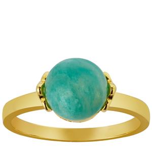 3cts Amazonite Gold Tone Sterling Silver Ring 