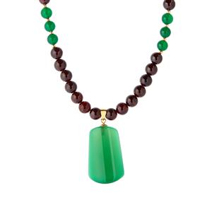 Tocantin Garnet & Green Agate Gold Tone Sterling Silver Necklace ATGW 200cts