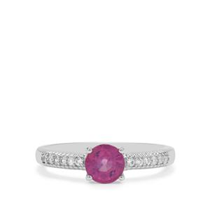 Ilakaka Hot Pink Sapphire & White Zircon Sterling Silver Ring ATGW 1.35cts (F)