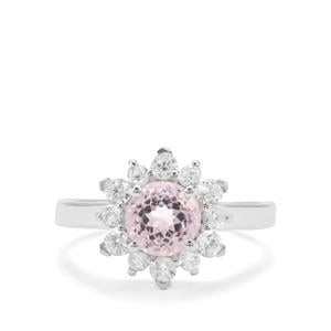Natural Brazilian Kunzite Ring with White Zircon in Sterling Silver 2.64cts