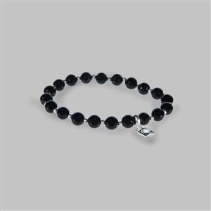Kimbie Black Onyx Bracelet With Heart Padlock Charm With White Topaz 67.50cts