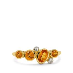 Spessartite, Mandarin Garnet & White Zircon 9K Gold Ring ATGW 1.25cts