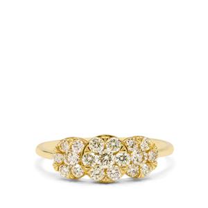 3/4ct Natural Yellow Diamonds 9K Gold Ring 