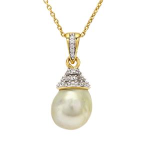 Golden South Sea Cultured Pearl, Seed Pearl & White Zircon Midas Necklace (3x10mm)