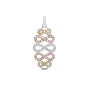 Diamond Pendant in Three Tone Gold Plated Sterling Silver 1cts