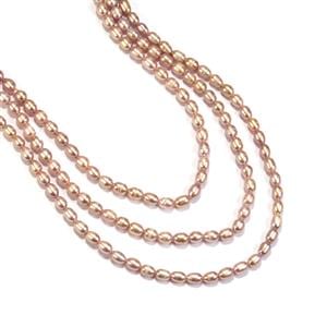 Naturally Lavender Cultured Pearl & White Topaz Sterling Silver 3 Strand Necklace (5 x 6mm) Naturally Lavender Cultured Pearl & White Topaz Sterling Silver 3 Strand Necklace (5 x 6mm)