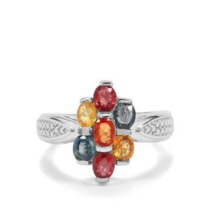 2.21ct Songea Multi Sapphire Sterling Silver Ring