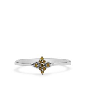 Yellow Diamond Ring in Sterling Silver 0.09ct
