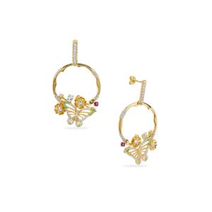 'Couleurs des Papillons' Multi-Gemstone Midas Butterfly Earrings ATGW 2.20cts