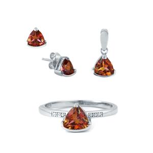 3.40cts Mystic Twilight Topaz Sterling Silver Set of Ring, Earrings & Pendant