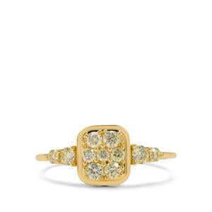 1/2ct Natural Canary Diamonds 9K Gold Ring 