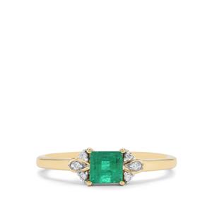 Panjshir Emerald & Diamond 18K Gold Tomas Rae Ring MTGW 0.55ct