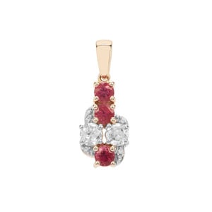 Safira Tourmaline Pendant with White Zircon in 9K Gold 1.39cts